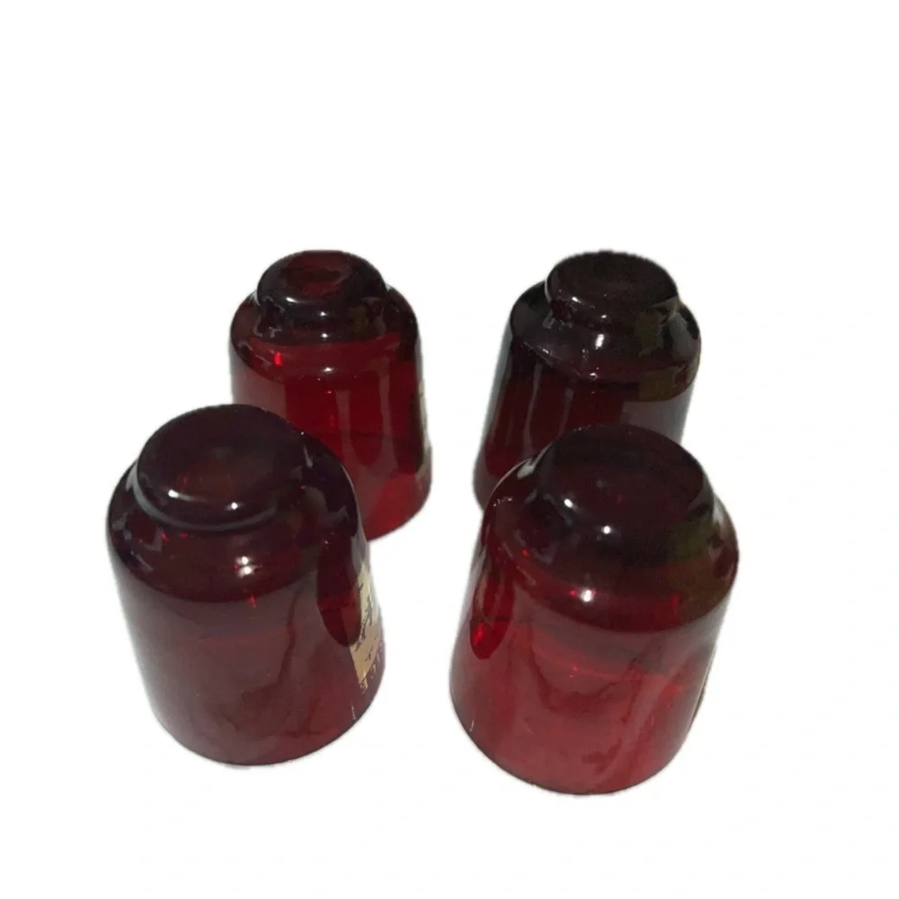 Košice miniature rocks glasses, red, quantity (4), one has a tiny chip on edge.